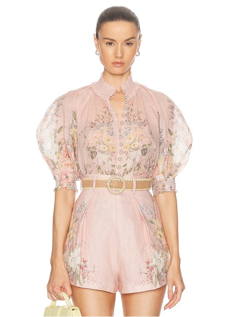 Zimmermann Waverly Floral-print Ramie Blouse Multi Floral size 4 Large